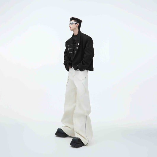 Pantalón Casual Recto con Costura Metálica