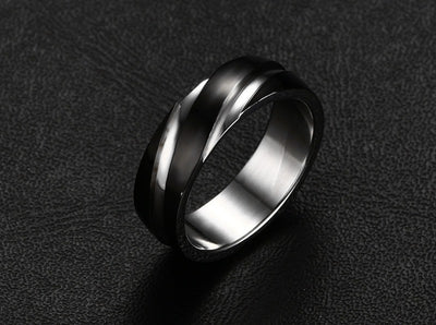 Anillo de Acero de Titanio Negro para Hombre con Diseño Twill - Image 13