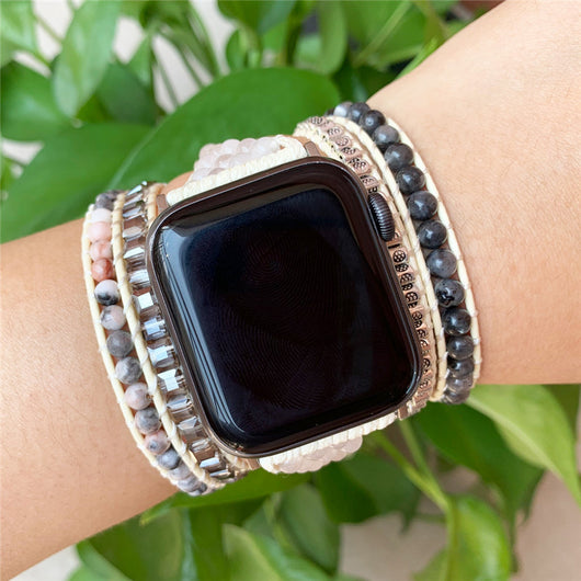 Pulsera de Piedras Naturales Multicapa Tejida