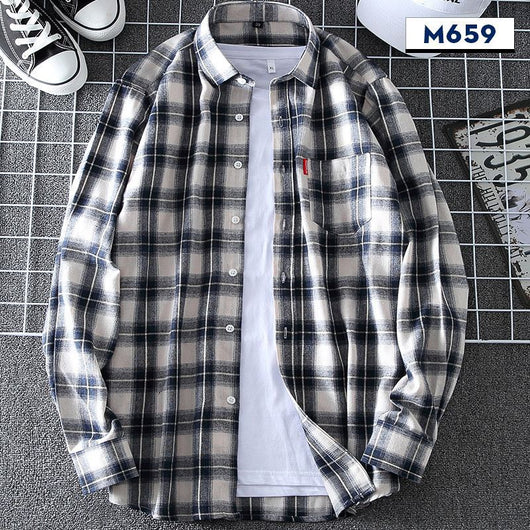 Camisa de Cuadros Casual Delgada para Hombre Primavera-Otoño - Image 11