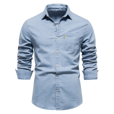 Camisa Denim Casual para Hombre sin Planchado - Image 11