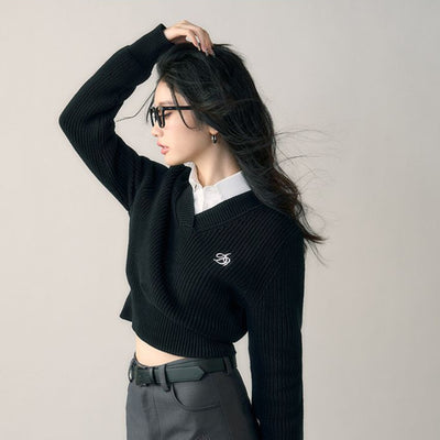 Suéter Tejido con Cuello V y Bordados - Blusa Manga Larga - Image 14