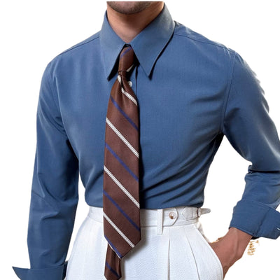 Camisa Business Casual Manga Larga Slim Fit Cuello Italiano Hombre - Image 22