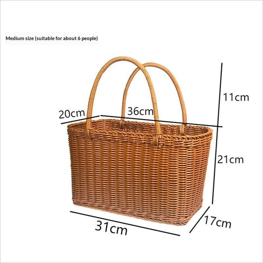 Canasta Tejida de Ratán para Compras, Frutas y Flores - Image 10