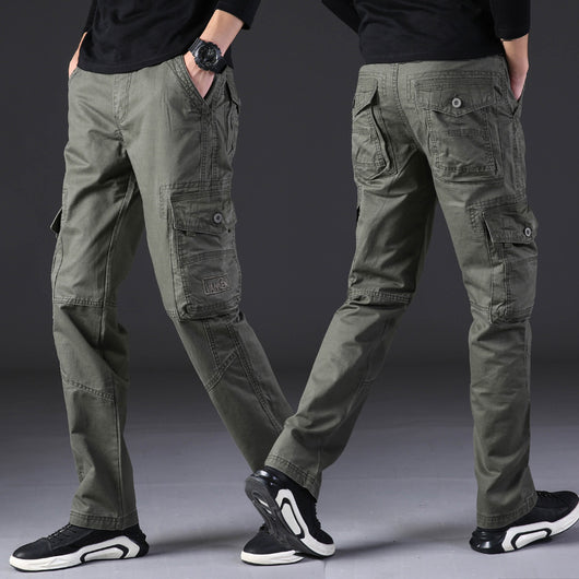 Pantalones de Trabajo Hombre Algodón Puro Bolsillos Múltiples Corte Recto - Image 2
