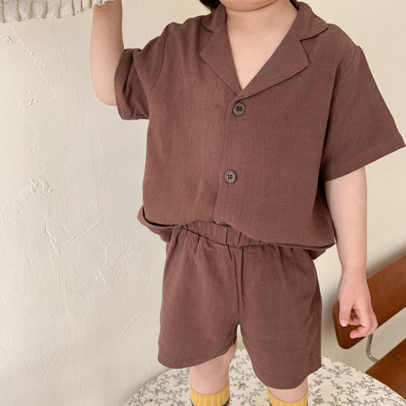Camisa de Lino Infantil Manga Corta