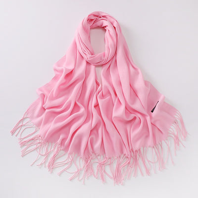 Bufanda Larga de Cashmira Suave - Color Liso para Otoño e Invierno - Image 18