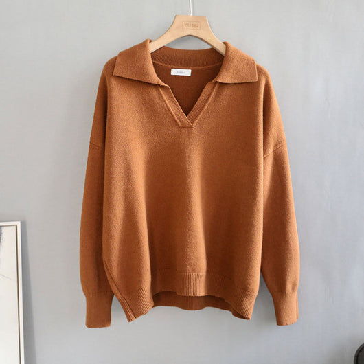 Suéter Oversize de Cuello Polo Grueso para Otoño Invierno - Image 3
