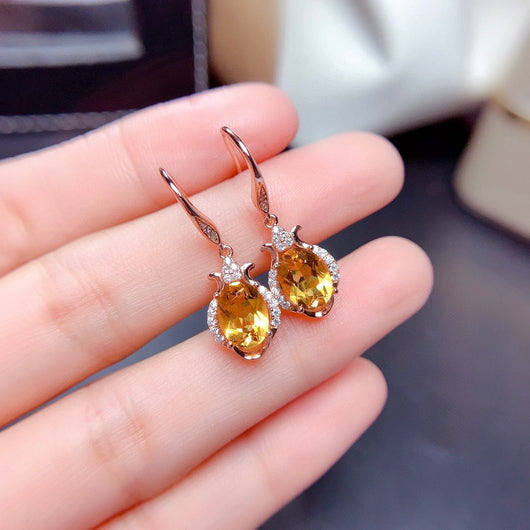 Aretes de Citrino Plata Pura - Brillo Cristalino Femenino - Image 10