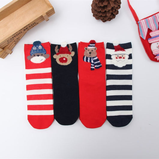 Calcetines Navideños de Algodón Rojo Multicolor para Otoño e Invierno - Image 3