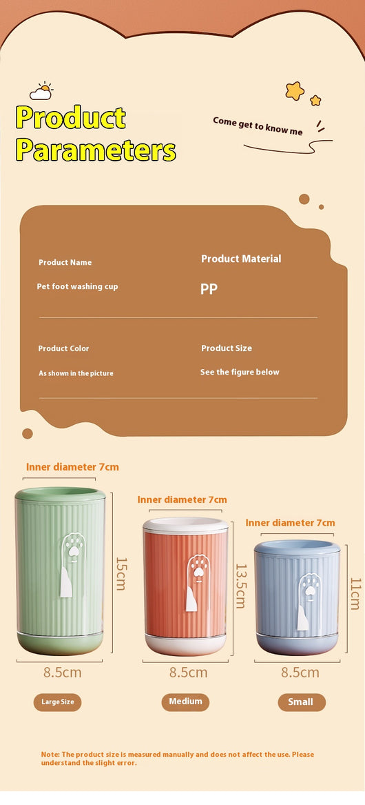 Light blue pet foot washing cup with a white paw print design, ribbed texture, and smooth base. - Image 35