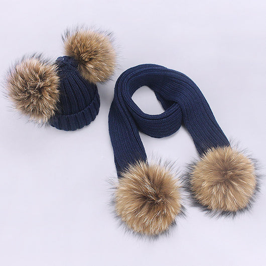 Conjunto Gorro y Bufanda de Lana con Pompones para Niños - Image 14