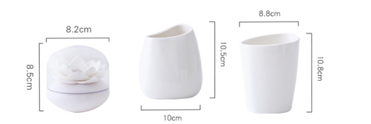 Juego de Vaso Enjuague Bucal con Textura Mármol Cerámica - Image 6