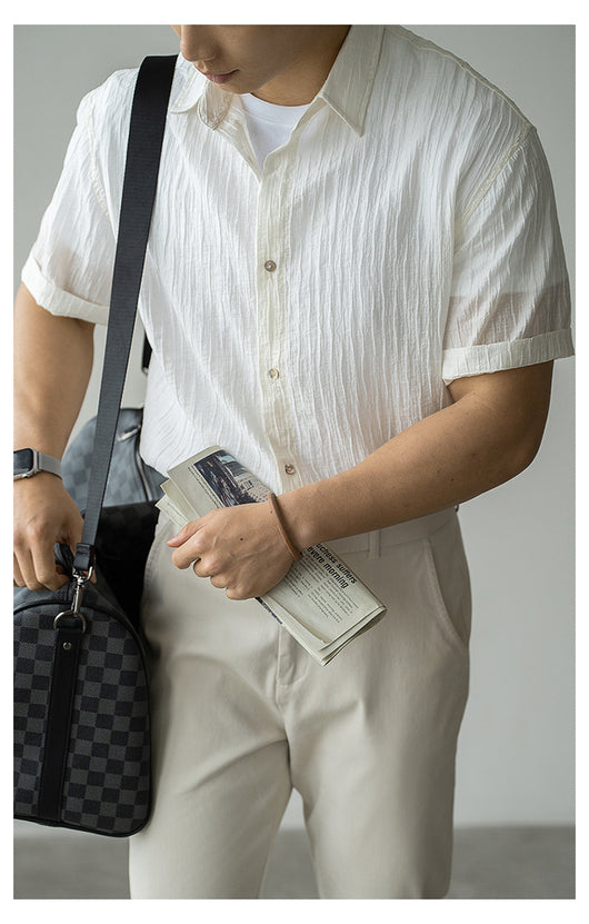 Camisa de Negocios Manga Corta para Hombre con Cuello Clásico - Image 24
