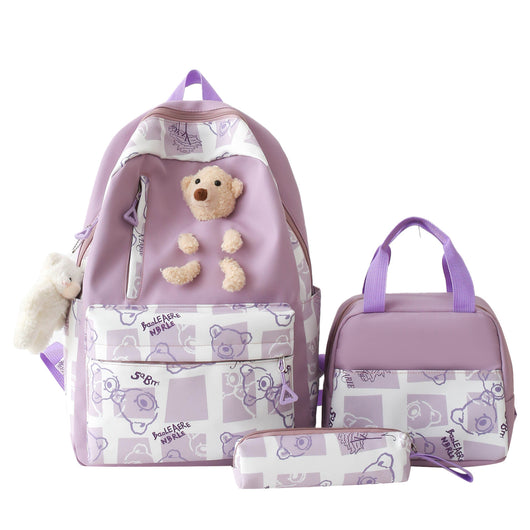 Set de 3 Piezas: Mochila Escolar con Diseño Osito y Lonchera para Niñas - Image 5