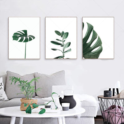 Póster de Plantas Tropicales Estilo Nórdico - Lámina de Hojas Verdes