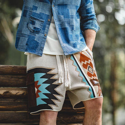 Shorts Tejidos Estilo Navajo Retro Americano