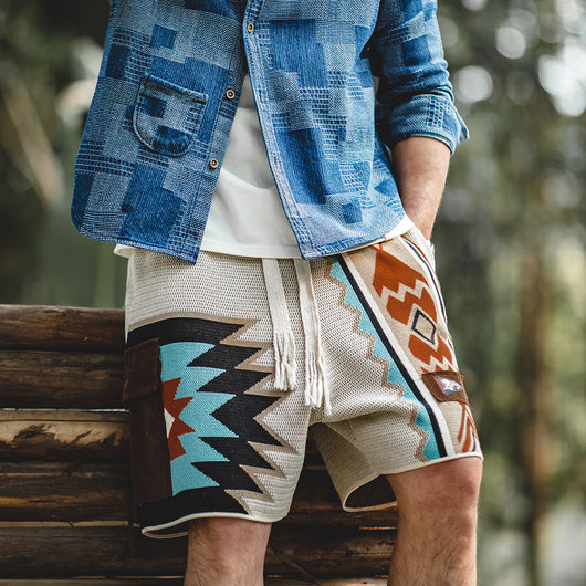 Shorts Tejidos Estilo Navajo Retro Americano