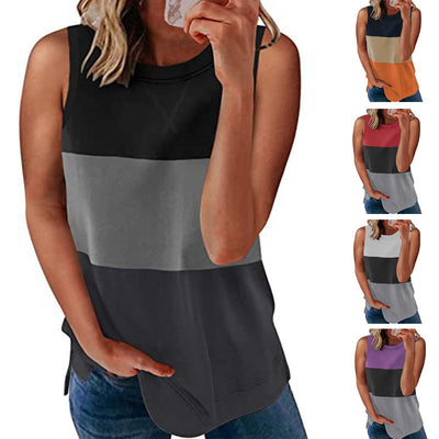 Blusa sin Mangas Estampado Colorblock para Mujer