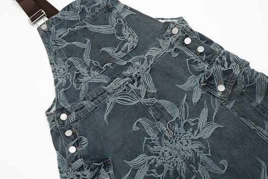 Pantalón Denim con Tirantes y Estampado Floral para Hombre - Image 13