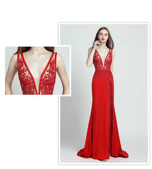 Vestido Largo de Encaje con Perlas - Estilo Temperamento Elegante - Image 6