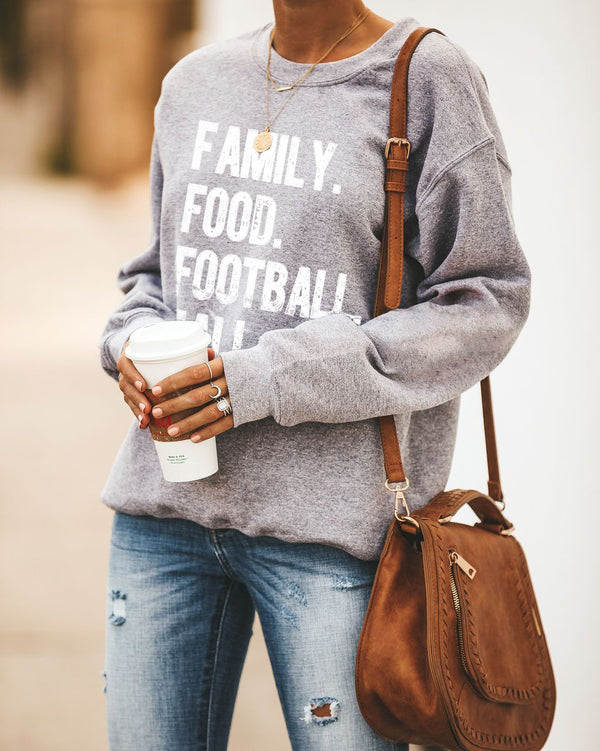 Suéter Estampado con Letras Cuello Redondo - Pullover Versátil