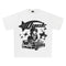 Playera Blanca Oversized Estilo Harajuku con Patrón Anime