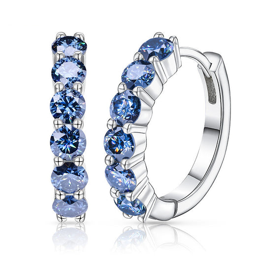 Aretes de Moissanita Azul Natural Redondeados en Blanco - Image 11