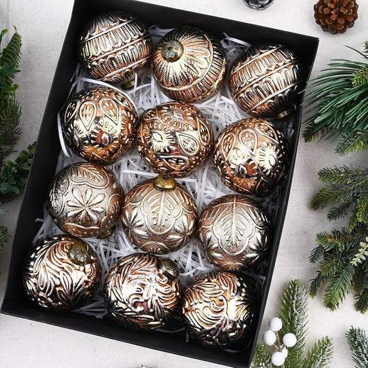 Set de 12 Esferas Navideñas Retro 8CM - Decoraciones Clásicas