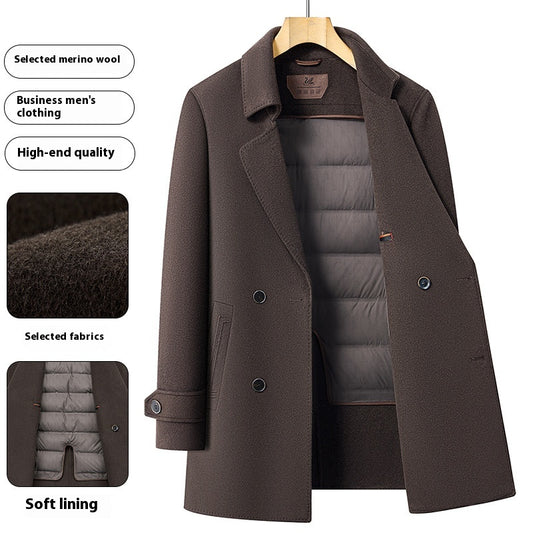 Abrigo de Lana Reversible para Hombre - Cuello de Traje Medio Largo