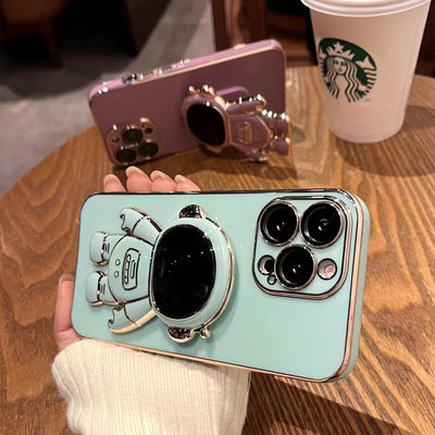 Funda Protectora con Lente de Película y Soporte Electropulido para Celular
