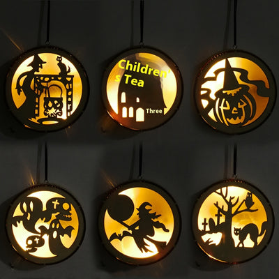 Colgante LED de Madera para Halloween - Decoración Calada a Láser - Image 26