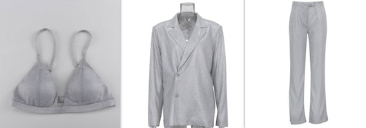 Traje de Noche Brillante con Chaqueta Glitter, Pantalón Slim Cintura Alta y Camisola - Image 9