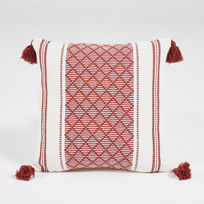 Funda de Cojín Jacquard Tejido Geométrico con Borlas - Image 13