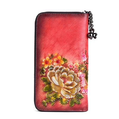 Cartera Larga de Cuero Genuino con Múltiples Compartimentos y Cierre de Cremallera - Image 13