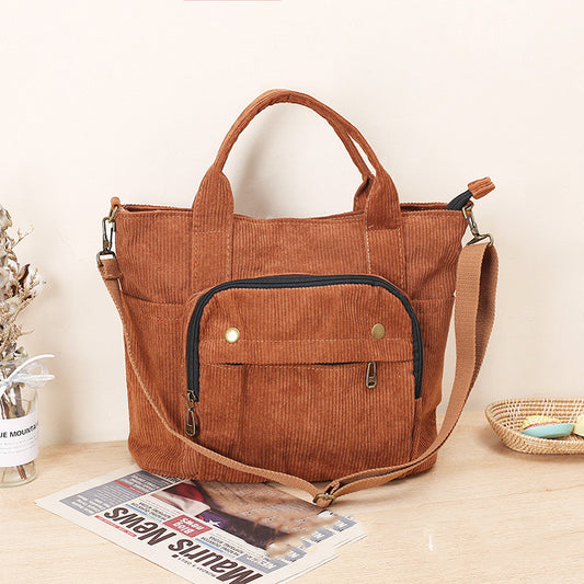Bolsa de Hombro Portátil Versátil en Pana - Image 2