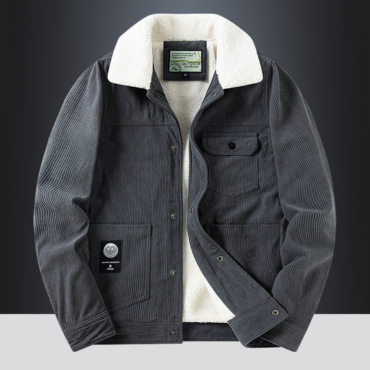 Abrigo de Pana para Hombre - Invierno Grueso y Cálido