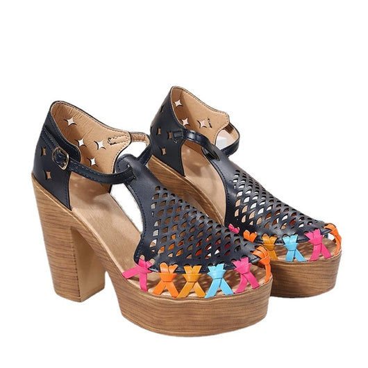 Sandalias Romanas Étnicas con Tacón Grueso y Estampado Floral - Image 5