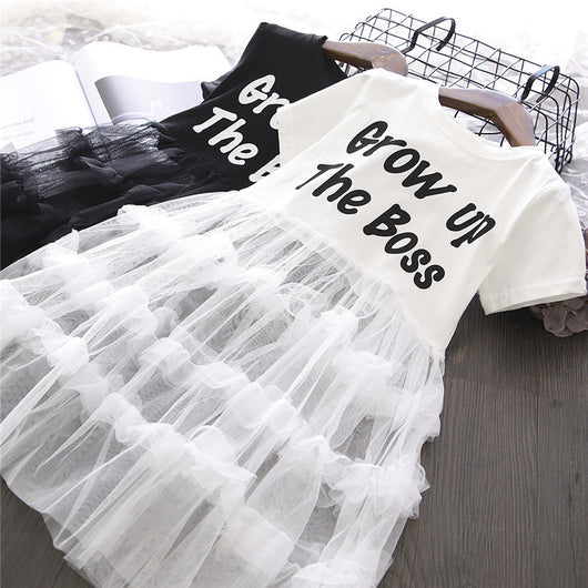 Vestido Niña Estilo Pastel con Malla y Detalles en Letras - Image 6