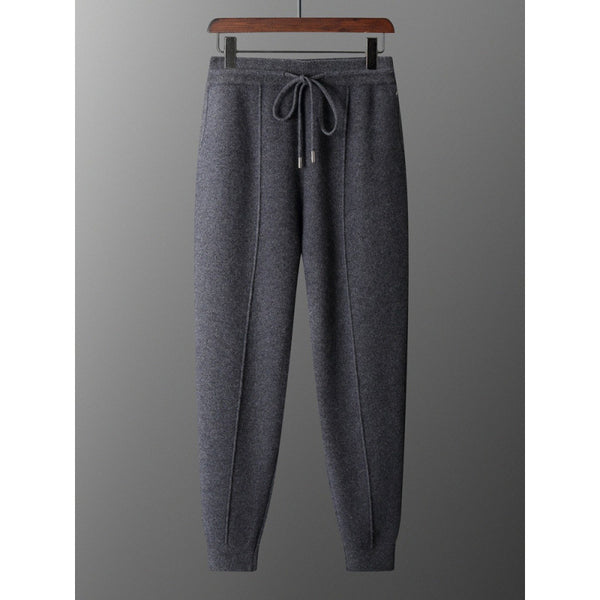 Pantalones de Lana Tejidos con Puño Cálido para Hombre - Casual Ejecutivo Primavera Otoño