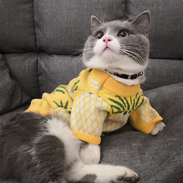 Ropa Navideña para Mascotas con Estampado de Piña - Abrigo Otoño Invierno