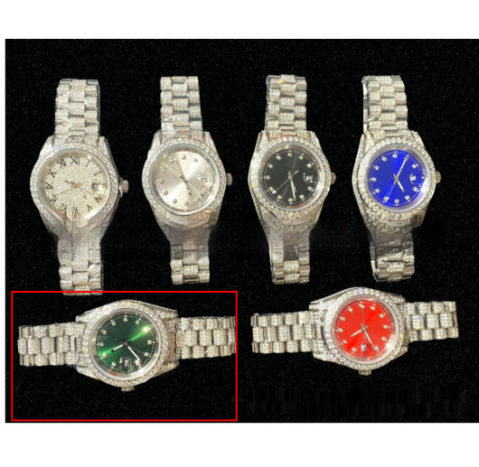 Reloj de Cuarzo para Hombre con Pulsera de Acero y Dial Incrustado de Diamantes - Image 6