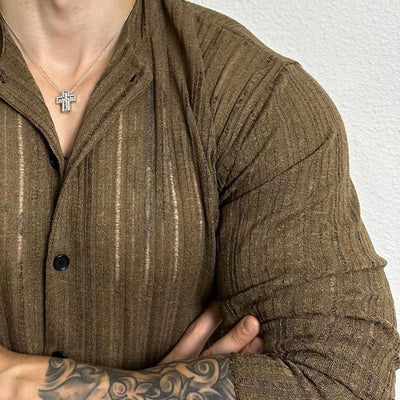 Cardigan Calado de Cuello Redondo en Colores Sólidos - Image 10