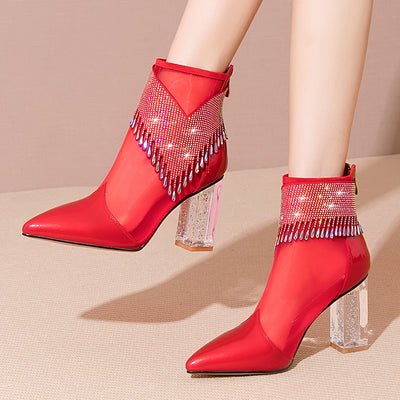 Sandalias Altas de Cuero con Malla Calada para Mujer - Image 14