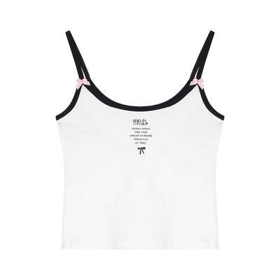 Top Cropped Blanco con Estampado de Letras y Lazo Sexy - Image 7