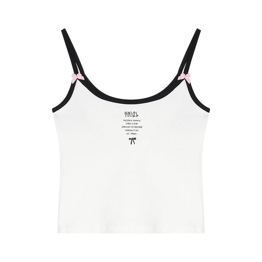 Top Cropped Blanco con Estampado de Letras y Lazo Sexy - Image 7