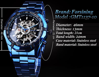 Reloj Automático Mecánico Azul con Diseño Hueco - Image 6