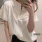 Suéter Corto Mujer Cuello Polo Manga Corta Holgado Base Liviano