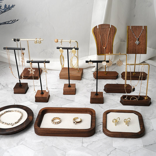 Organizador de Joyas en Madera y Cobre - Exhibidor de Collares y Aretes