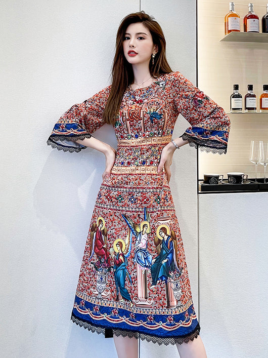 Vestido Largo Elegante Palace con Manga Larga para Mujer - Image 5